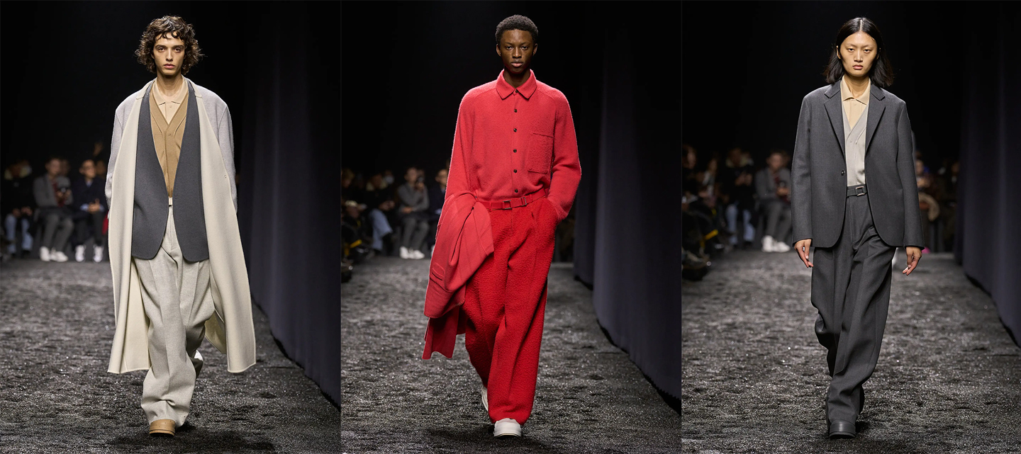 Alessandro Sartori played with materials and finishes for Zegna's fall-winter 2023/24 collection